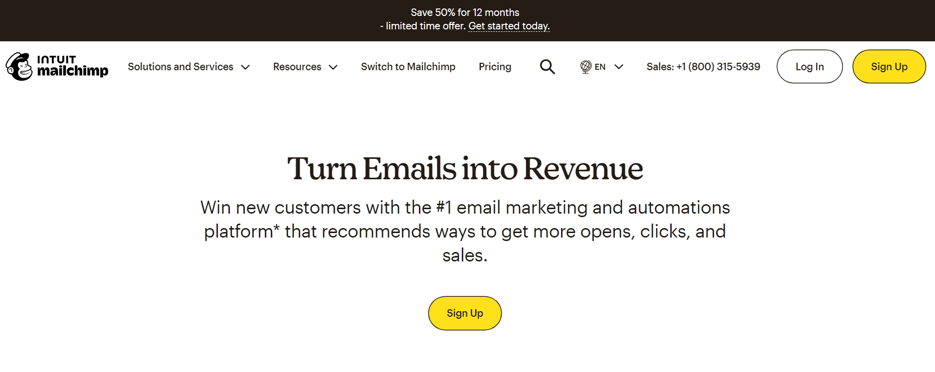 Mailchimp Home Page