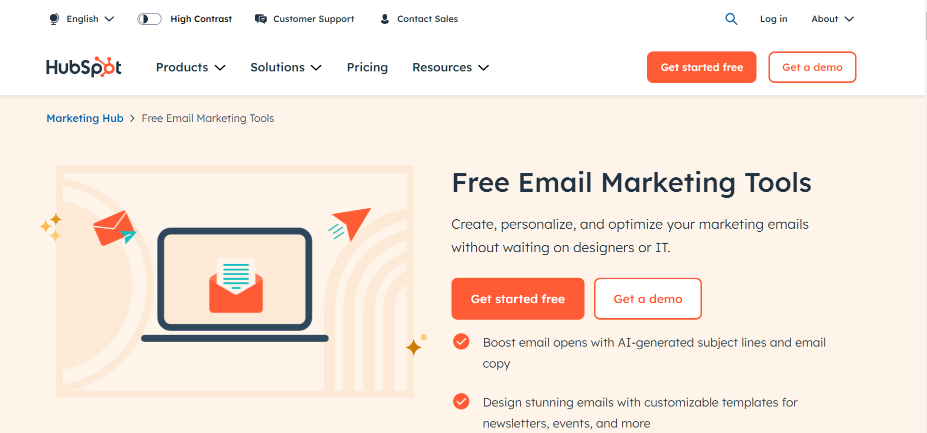 HubSpot Home Page.