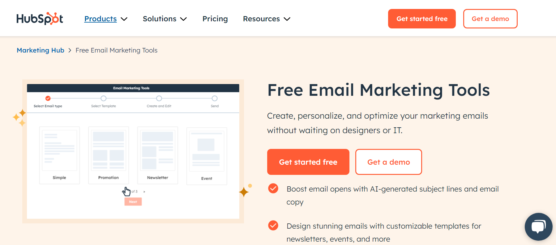 HubSpot home page