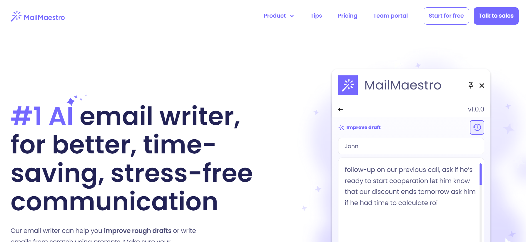 MailMaestro’s AI email writer