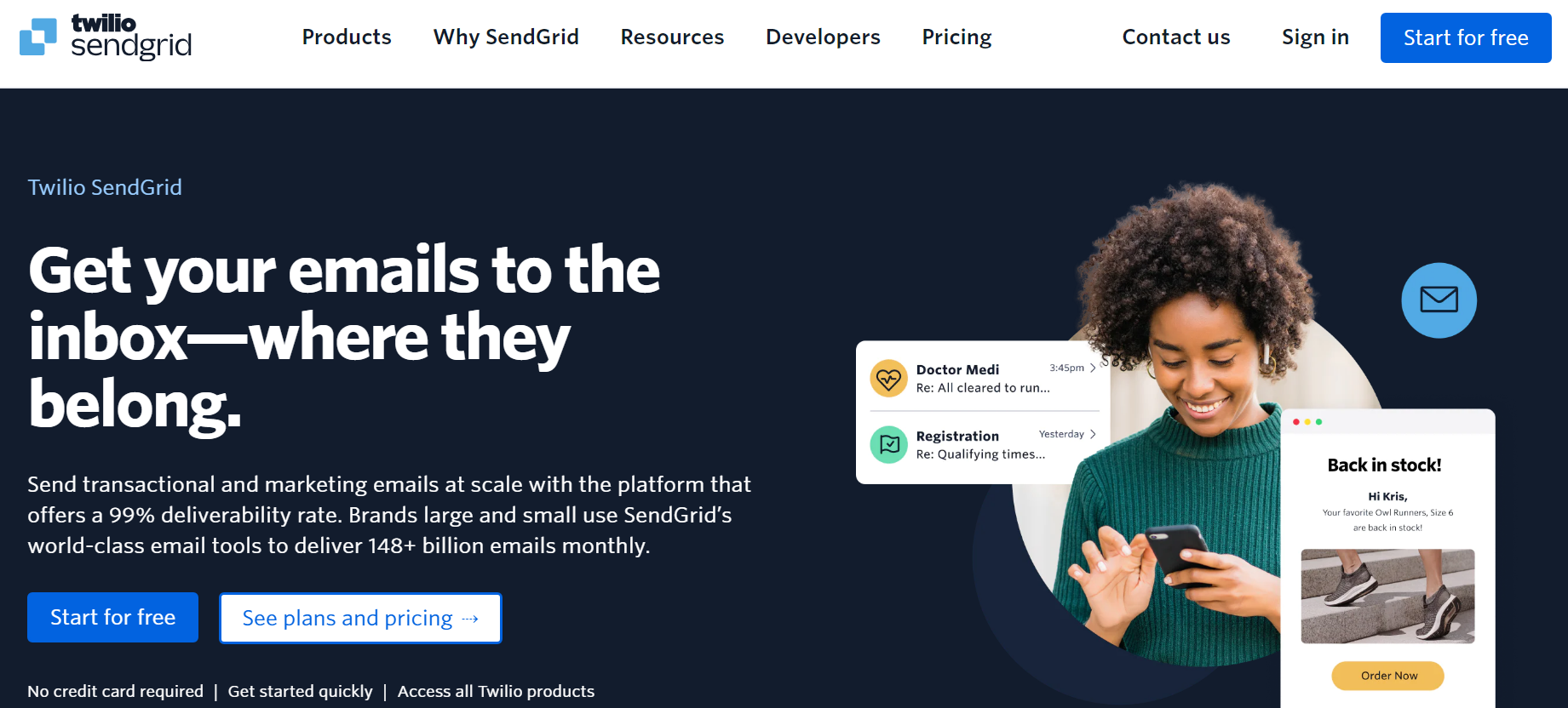 SendGrid Home Page