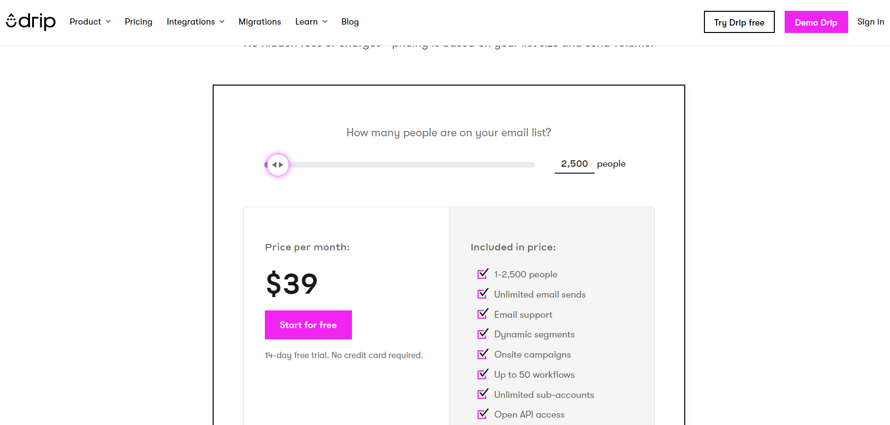 Drip Pricing Plan