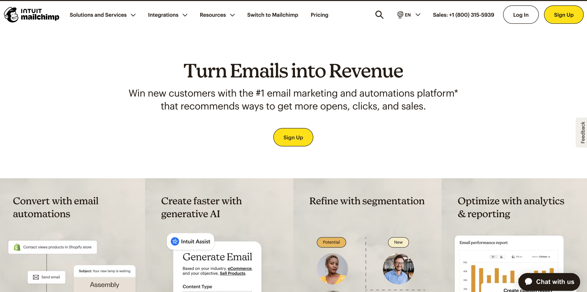 Mailchimp home page