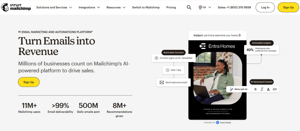 Mailchimp Home Page