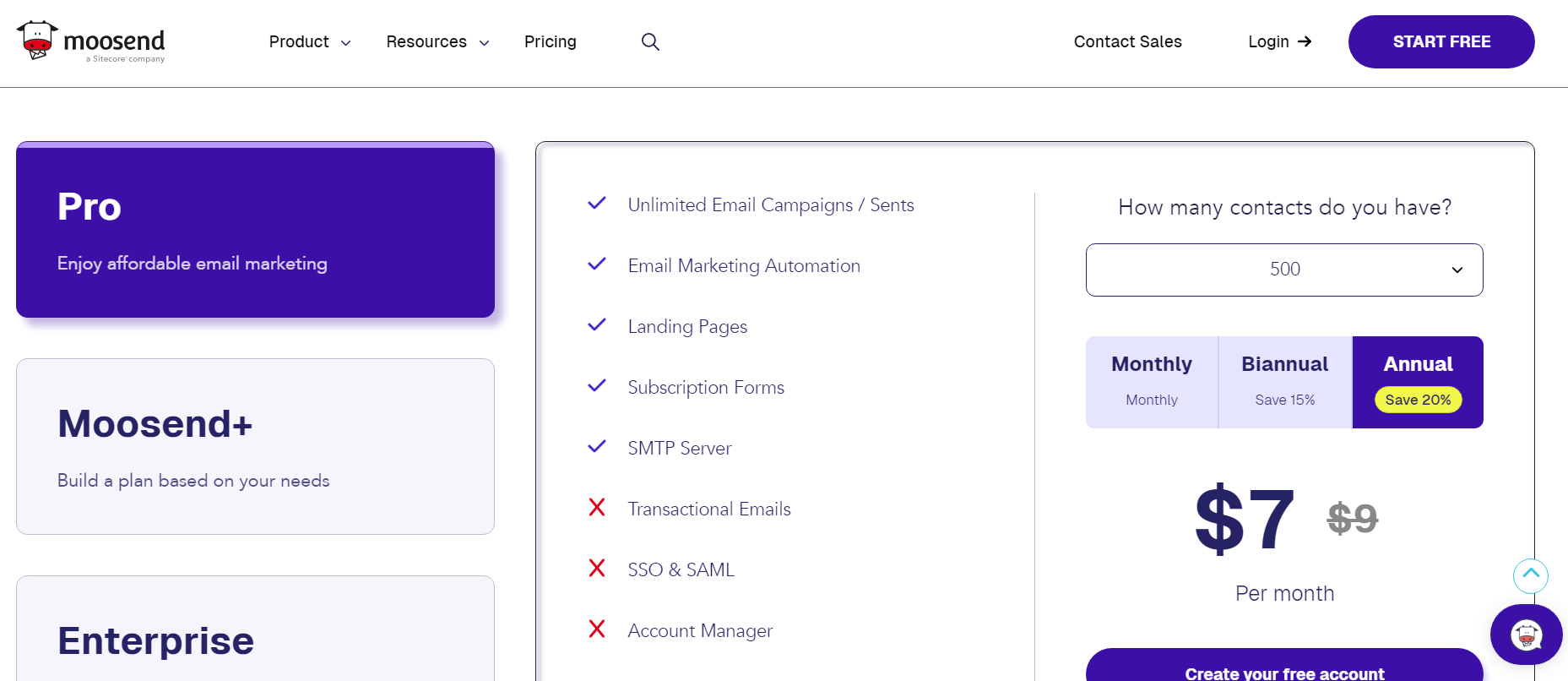 Moosend pricing