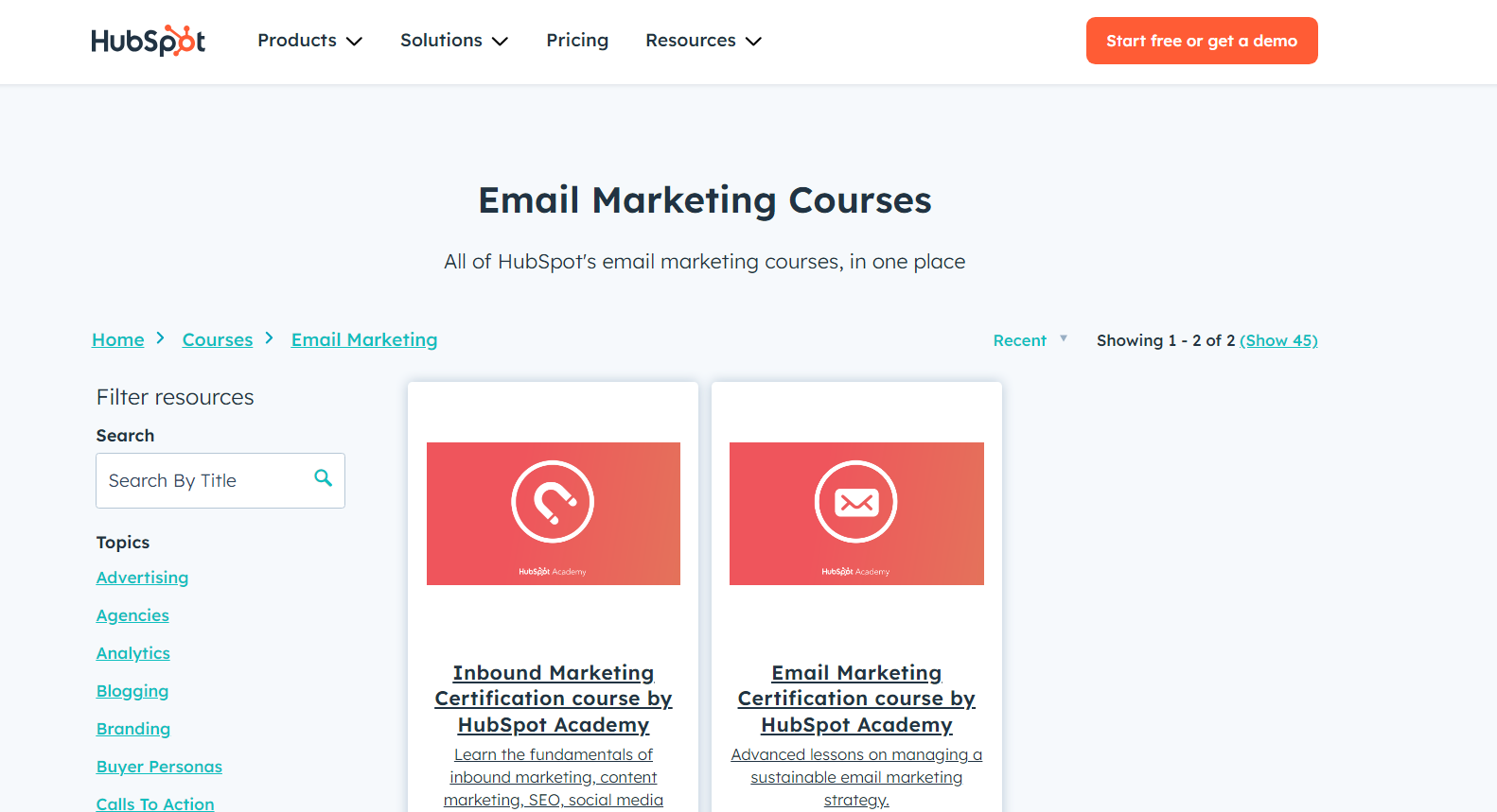 Hubspot Free Email Marketing Courses