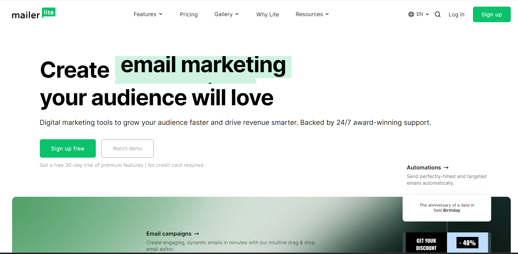 MailerLite Home Page