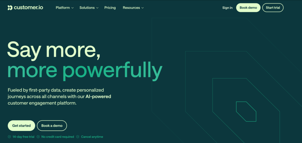 Customer.io home