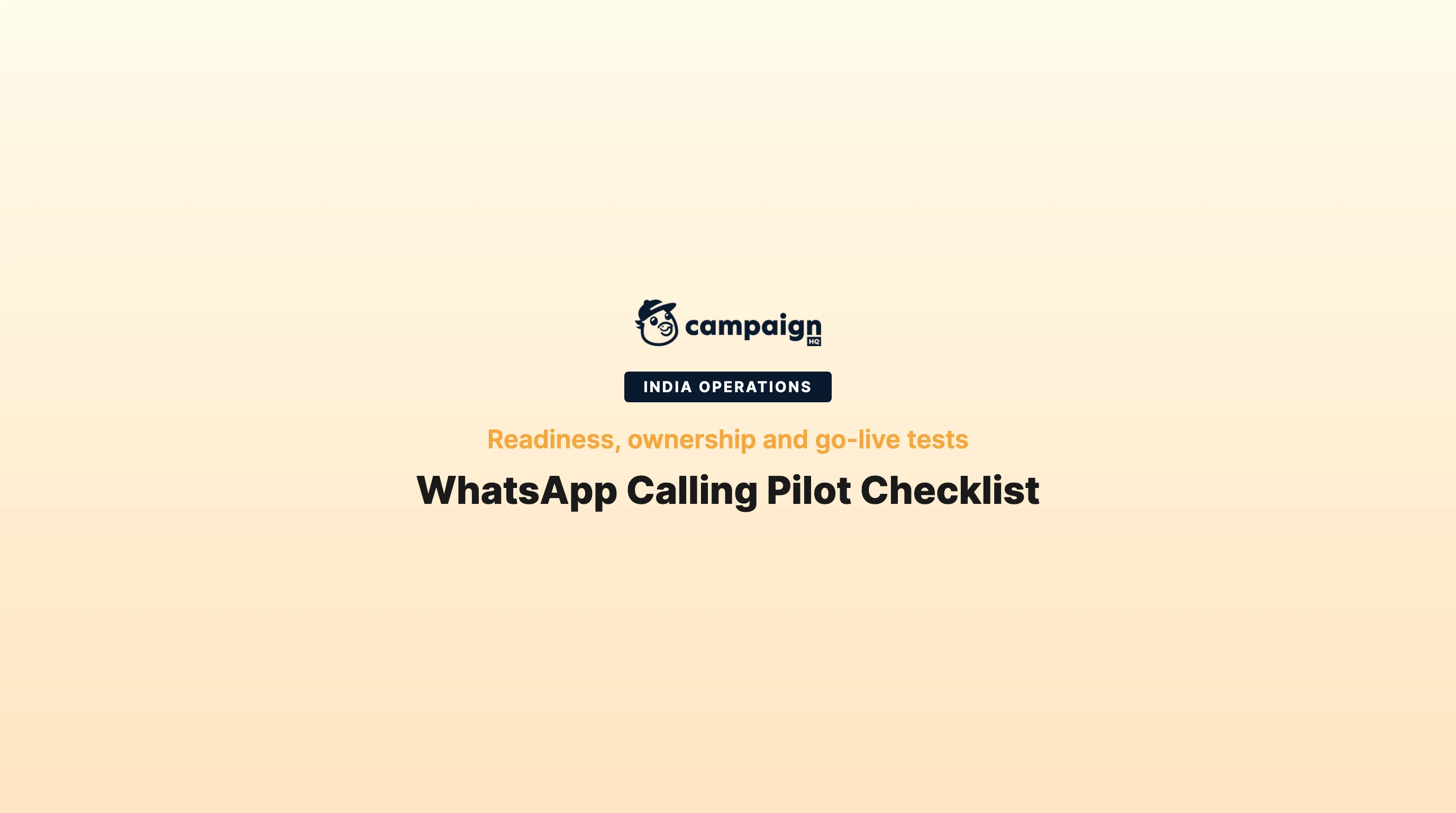 WhatsApp calling pilot checklist for Indian teams